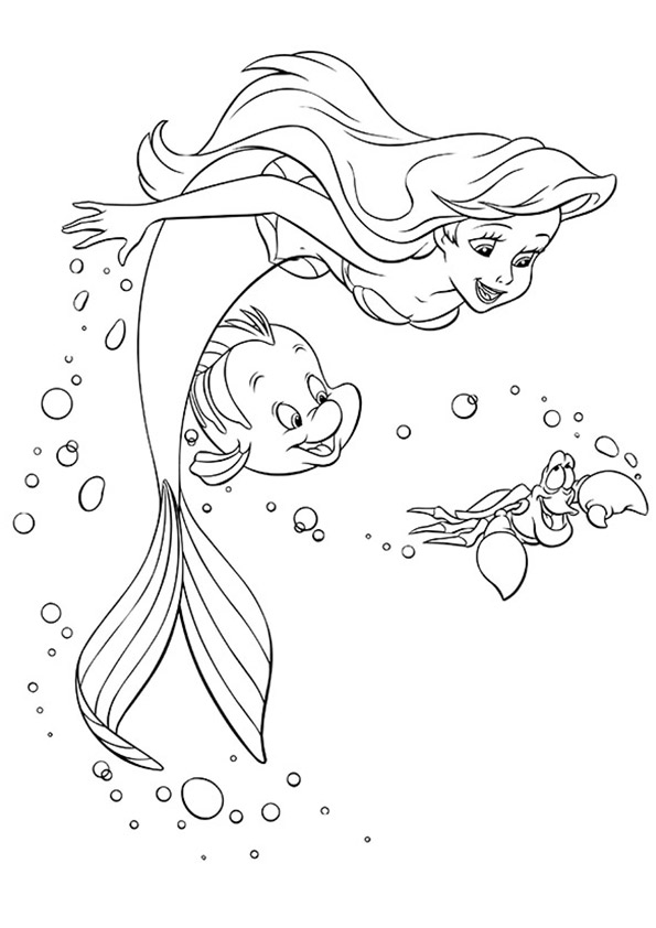 Tranh to màu nàng tiên cá Ariel và bạn của mình